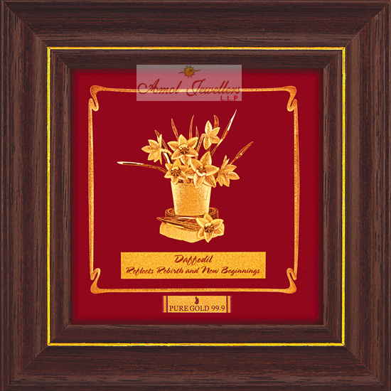 Pure 24 karat Golden Frame  A8 Daffodi Flower - Prima Art by Amol Jewellers LLP