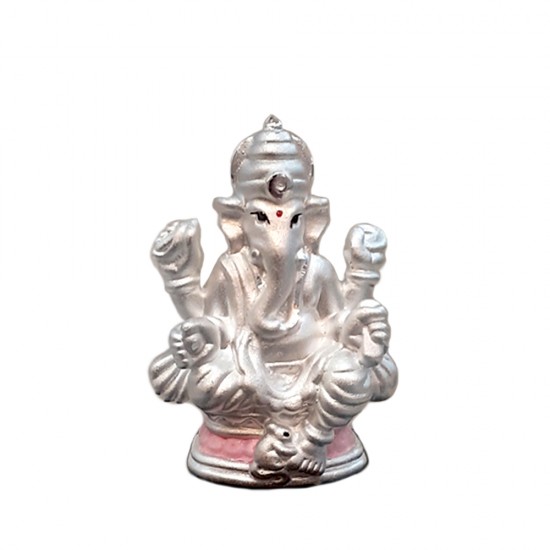 Ganesh Silver Stand Idol/ Murti  in 999 Purity - 500982546